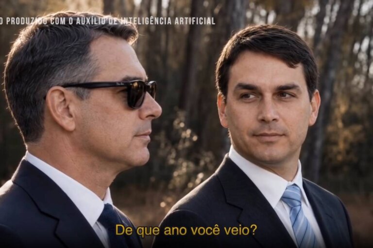 em-video-de-ia-que-imita-viral-de-neymar,-flavio-bolsonaro-aparece-com-faixa-presidencial