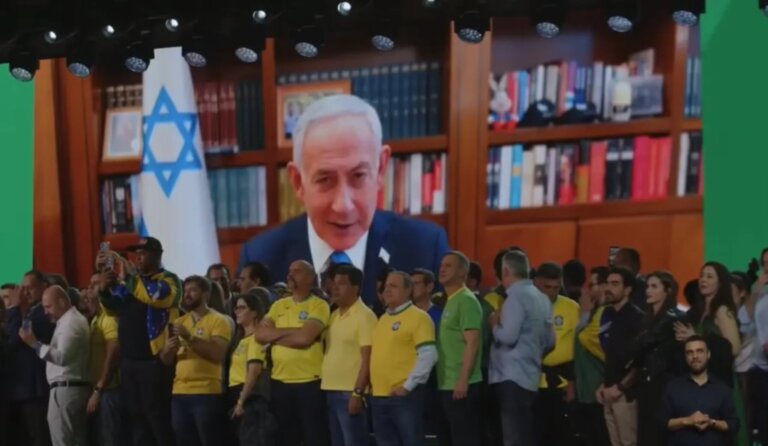 netanyahu-grava-mensagem-de-apoio-a-flavio-bolsonaro-para-evento-do-pl:-‘grande-defensor-do-brasil’