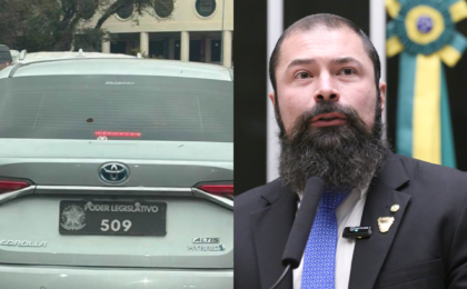 em-convencao-de-flavio,-carro-com-placa-ligada-a-gabinete-de-deputado-do-pl-chama-atencao