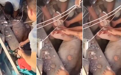 mae-e-bebe-sao-resgatados-apos-terremoto-na-colombia