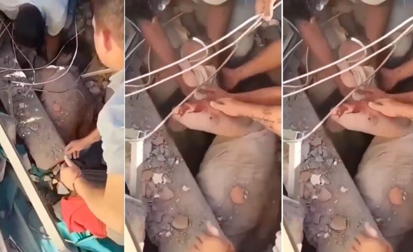 mae-e-bebe-sao-resgatados-apos-terremoto-na-colombia
